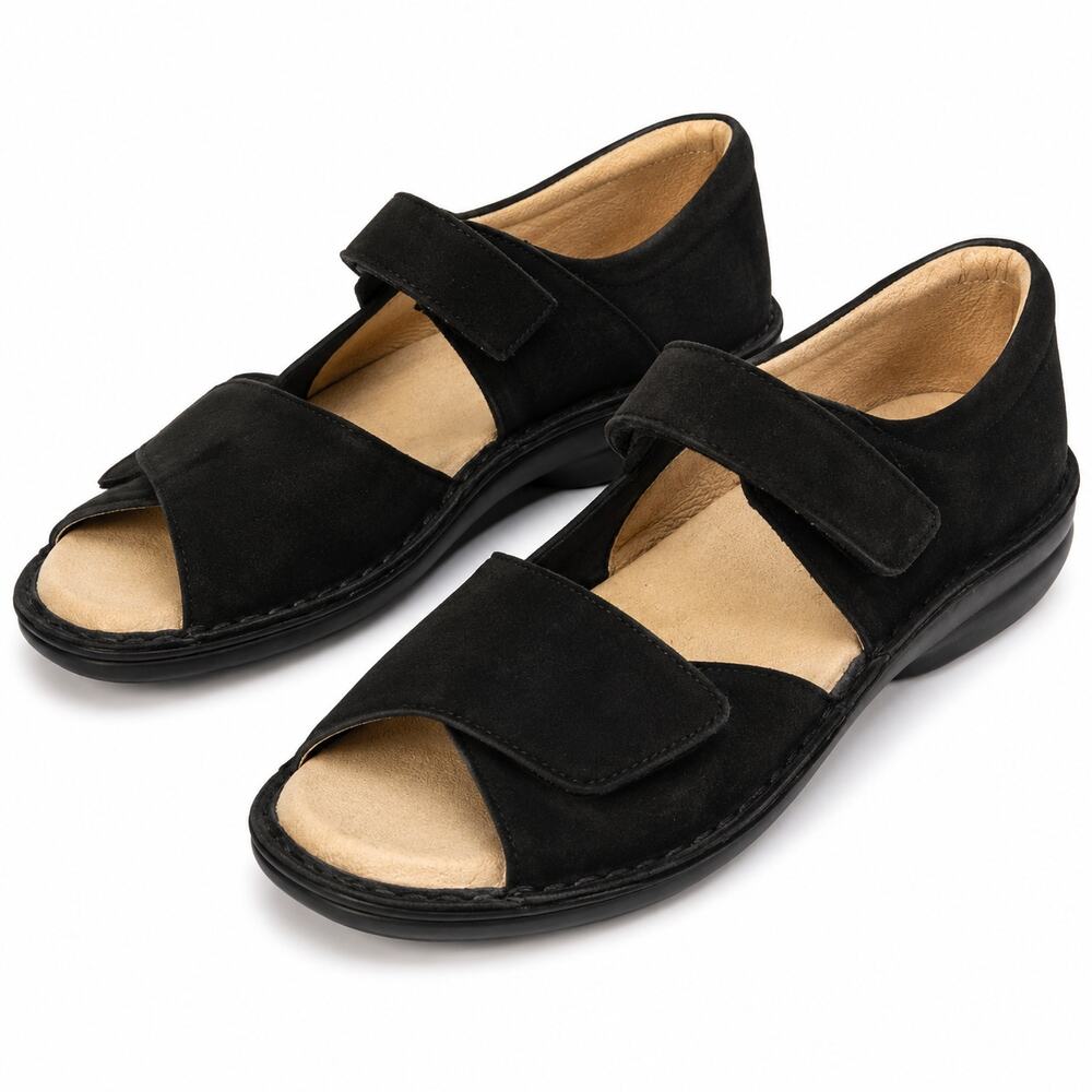 David Tate Black Suede Comfort Walking Sandals Womens EU 40 Made in Italy NWT